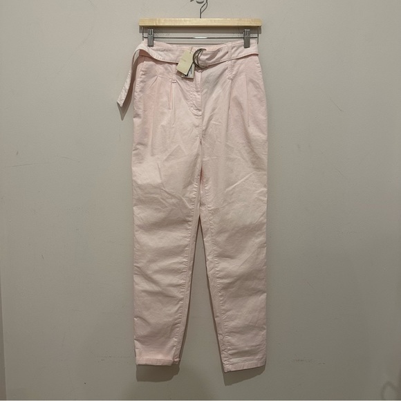NWT Maje Women's Avec Ceinture Rose Pale Pink Trousers with Belt Size 34 - Picture 3 of 7